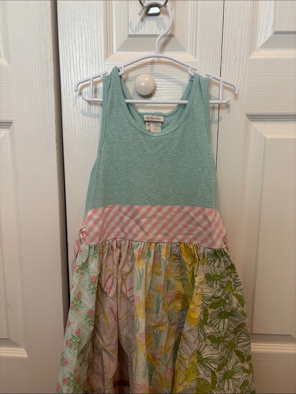 Matilda Jane Mint Green Tank Dress with Pink Gingham Waistband